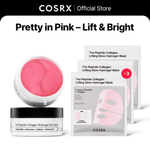 [COSRX Official] Pretty in Pink - Lift & Bright | the Peptide Collagen Hydrogel Eye Patch (60 Patches) | the Peptide Collagen Lifting Glow Hydrogel Mask_3Ea | the 6 Peptide First Step Serum | Lift, Firm and Glow with Peptides & Collagen