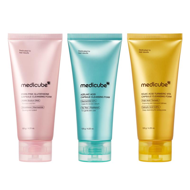Medicube Mix & Match Capsule Cleansing Foam Set | PDRN, Azelaic Acid, Kojic Acid Daily Face Wash for Uneven Skin Tone