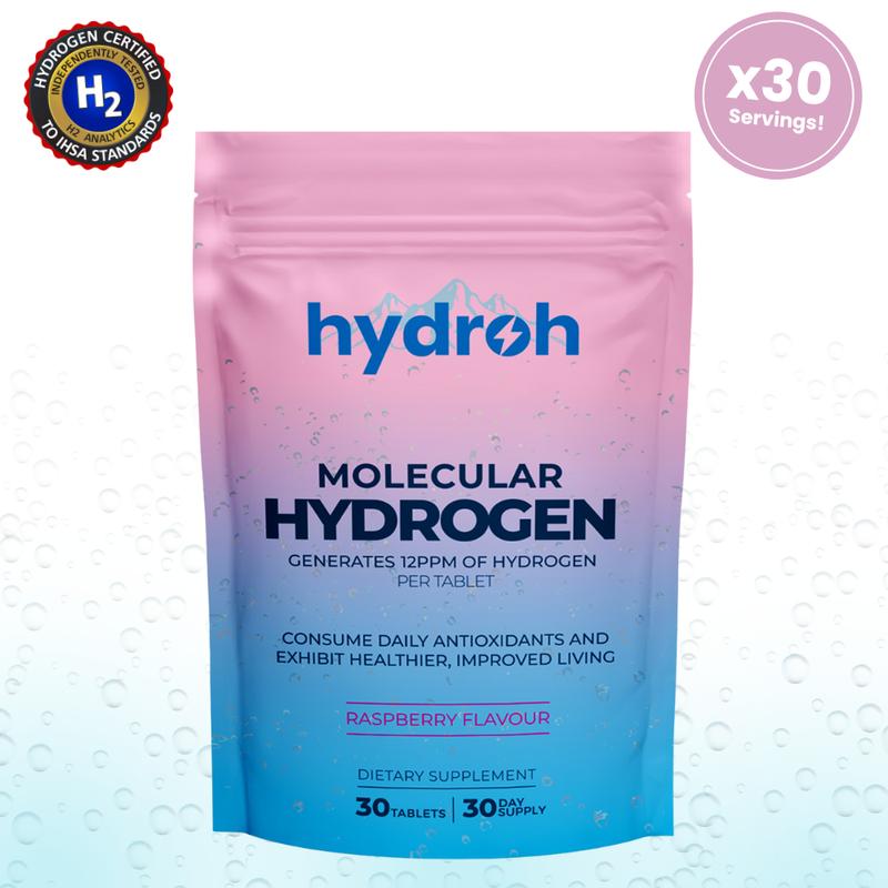 Hydroh Molecular Hydrogen Tablets Antioxidant Support + Deep Hydration | 30 Effervescent Hydrogen Water Supplements