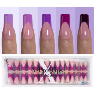 SXC Cosmetics X-Pro Press On Nail Tips | 5 Purple Shades French Tip, 150 Pieces