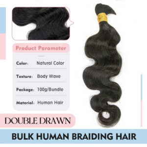 YWIGS Double Drawn Burmese Human Braiding Hair | Body Wave Bulk for Boho Braids, 100g