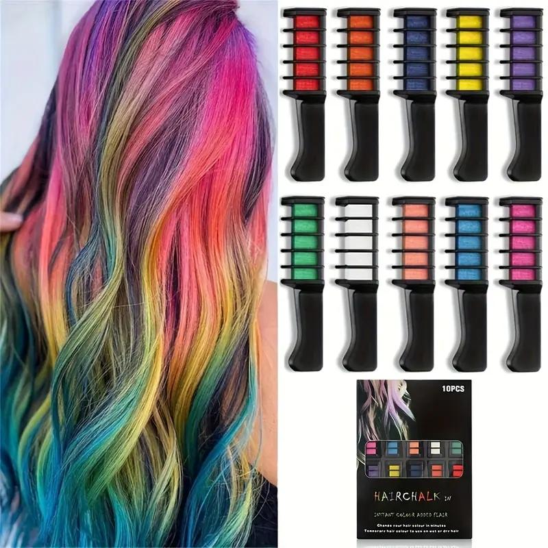 Hair Chalk Comb Temporary Hair Color Dye for Girls , Washable Hair Chalk for Birthday Christmas New Year Cosplay