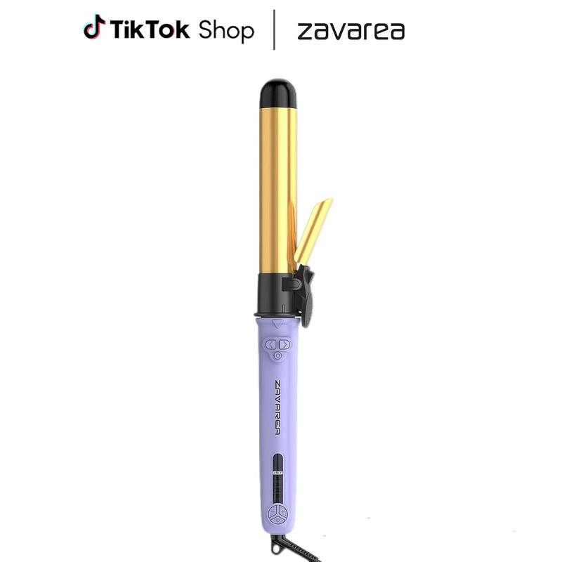 ZAVAREA Automatic Rotating Curling Iron Long Barrel 1.25" x 5.4" Titanium 5 Adjustable Temps 1H Auto Off Dual